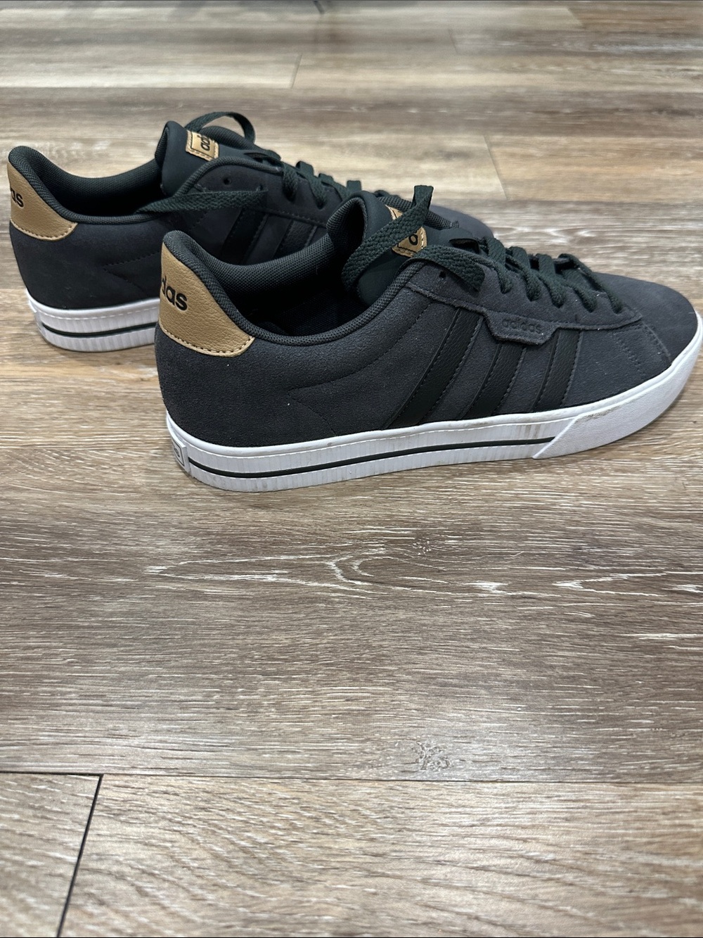 NWOT! adidas Dark Charcoal Low-Profile Sneakers with Tan Heel Tab